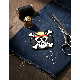 Parche Bordado Calavera Pirata Sombrero Paja Termoadhesivo
