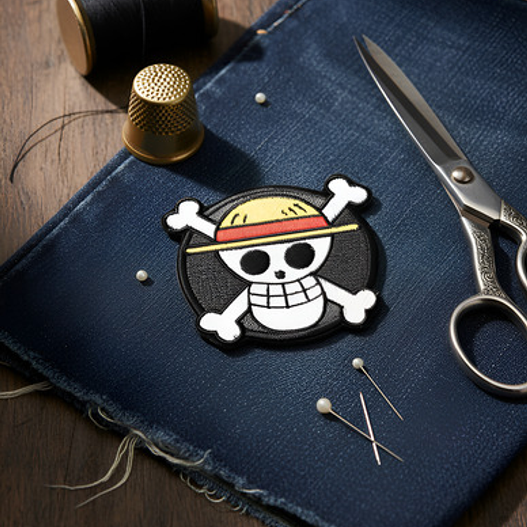 Parche Bordado Calavera Pirata Sombrero Paja Termoadhesivo 1