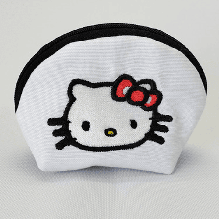 Monedero Bordado Gatita Kawaii Moño Rojo 2