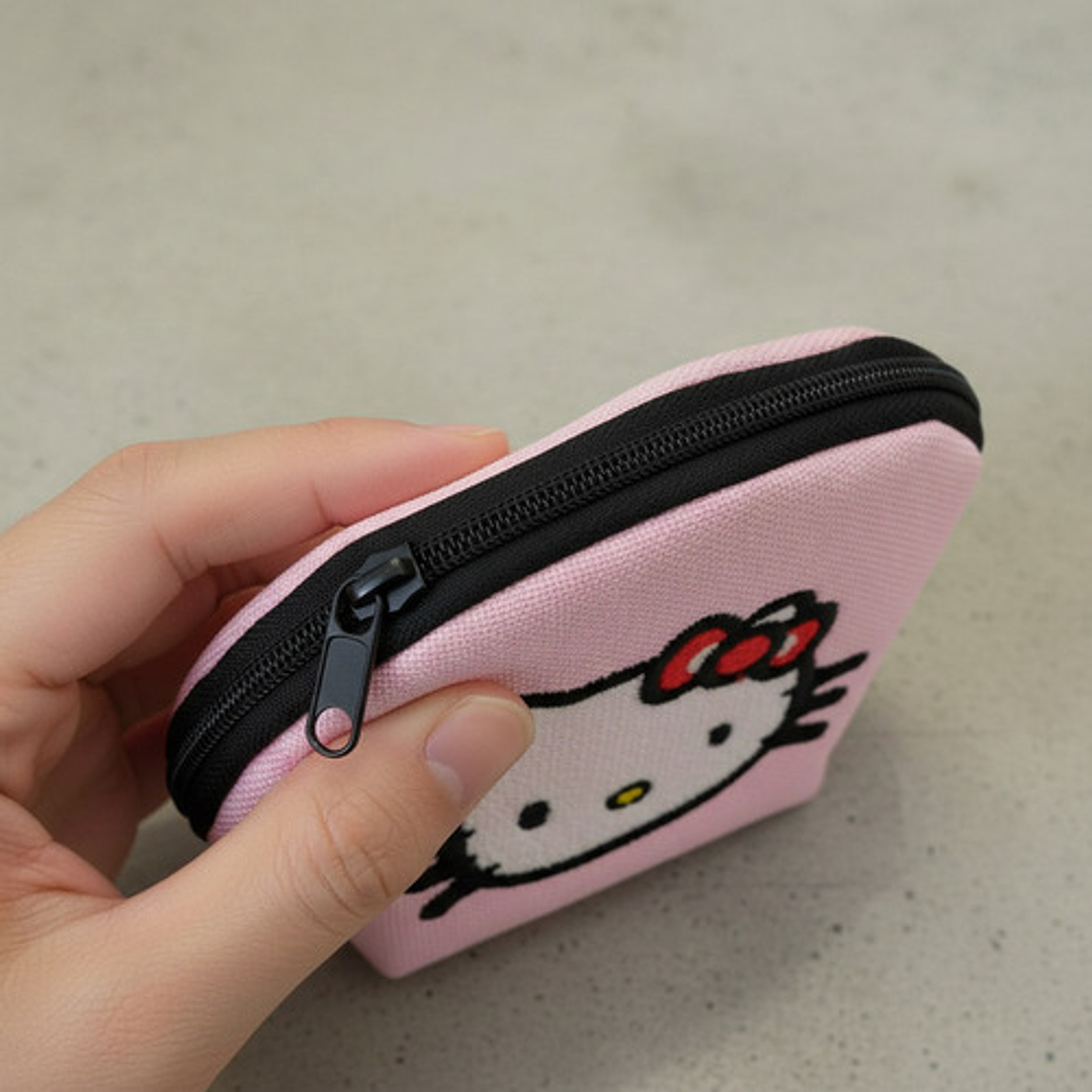 Monedero Bordado Gatita Kawaii Moño Rojo 6