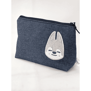 Estuche Bordado Skzoo - Wolfchan Azul Acero Jeans Bordado