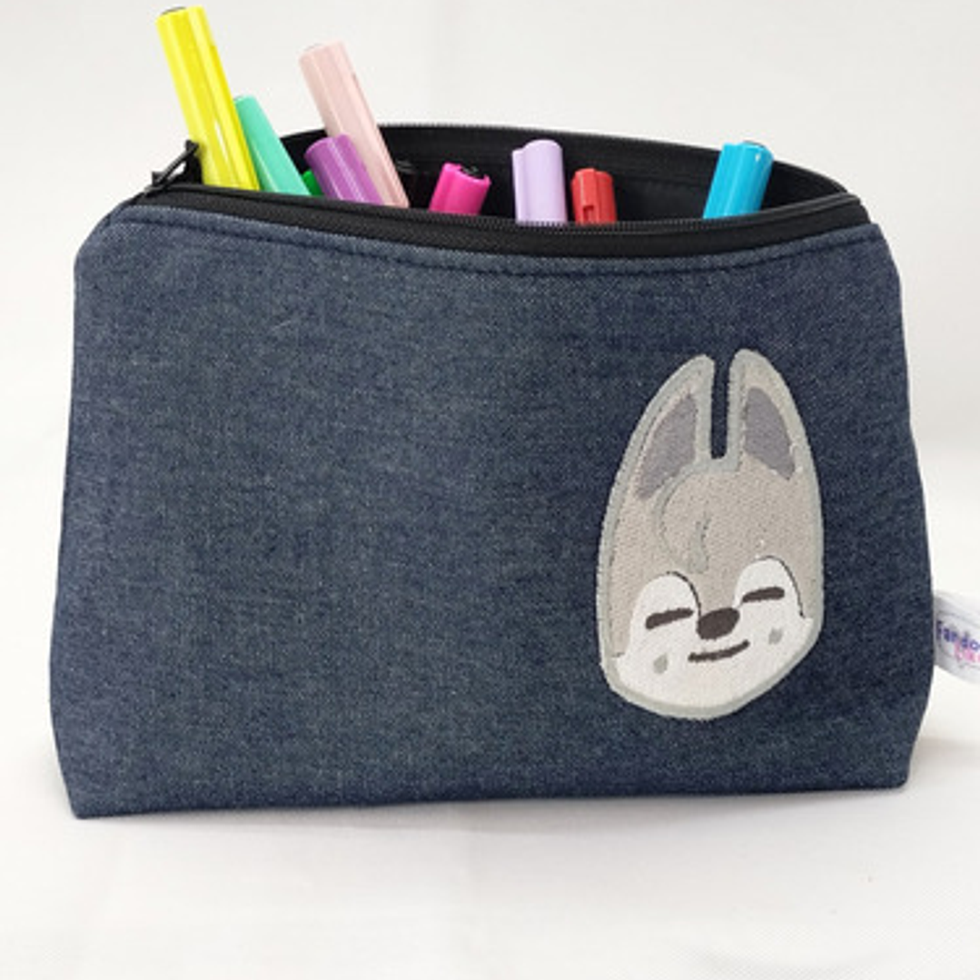 Estuche Bordado Skzoo - Wolfchan Azul Acero Jeans Bordado 5