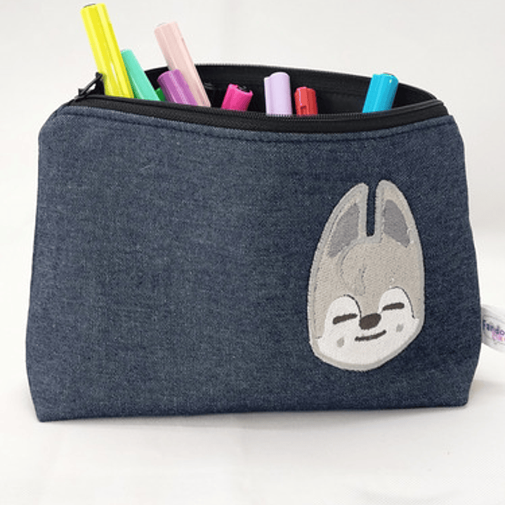 Estuche Bordado Skzoo - Wolfchan Azul Acero Jeans Bordado 5