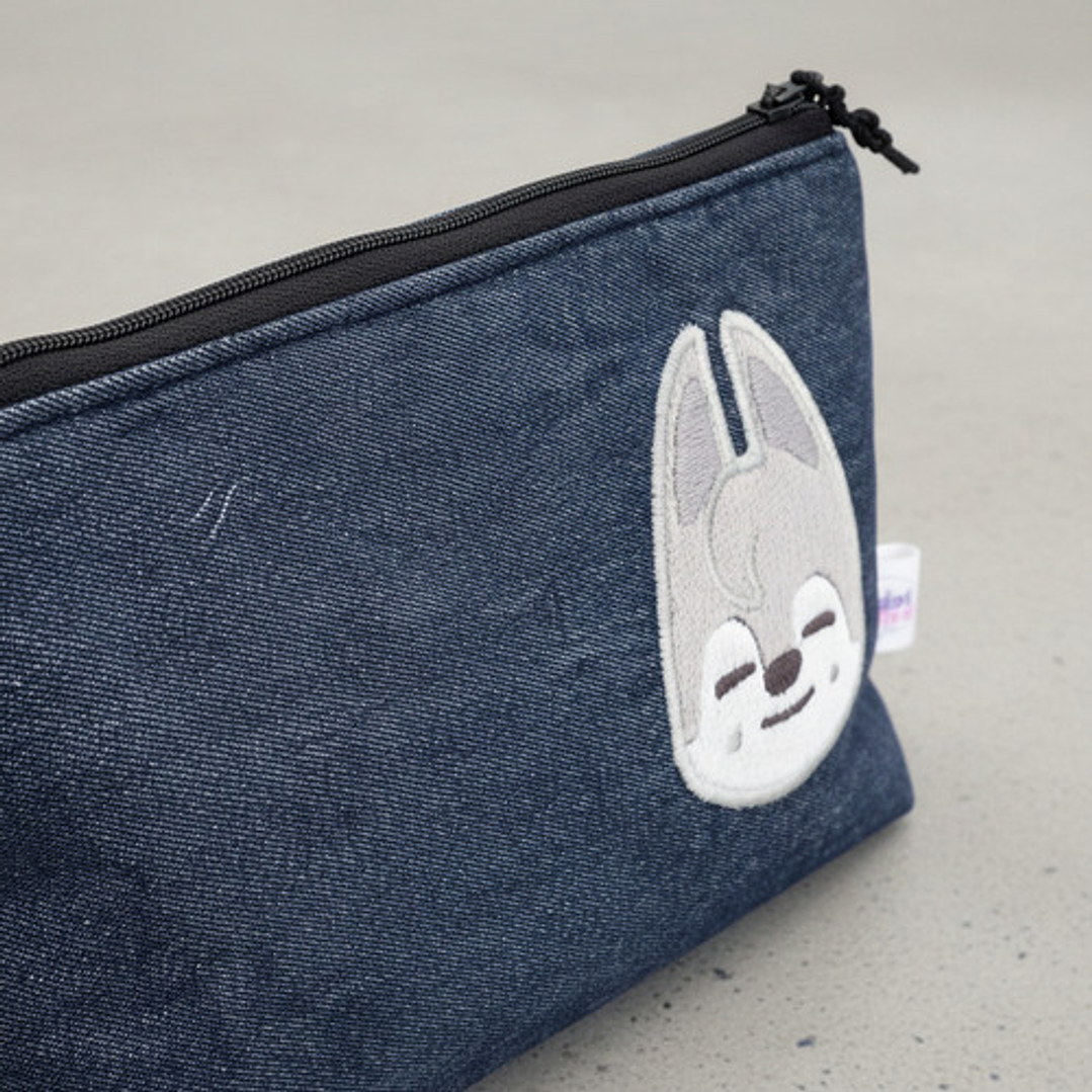 Estuche Bordado Skzoo - Wolfchan Azul Acero Jeans Bordado 7