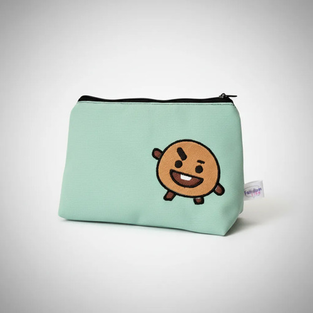 Estuche K-pop Bt21  Shooky  Bordado Lona Anti-fluido Verde Lima 1