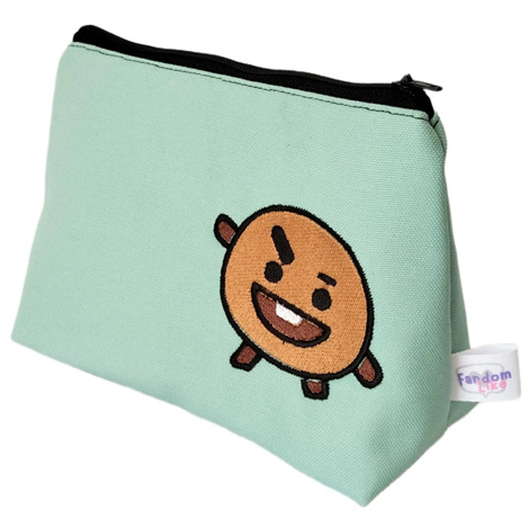Estuche K-pop Bt21  Shooky  Bordado Lona Anti-fluido Verde Lima 2