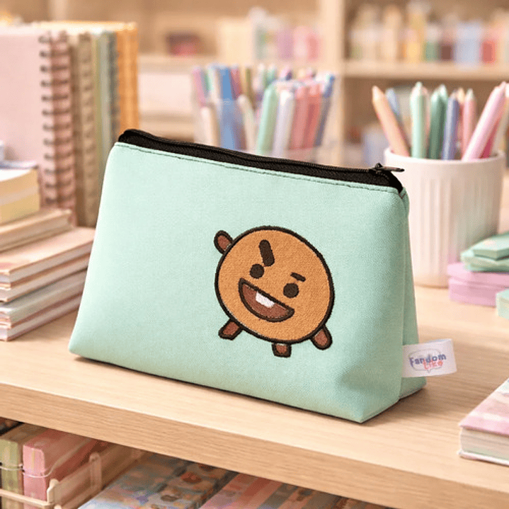 Estuche K-pop Bt21  Shooky  Bordado Lona Anti-fluido Verde Lima 5