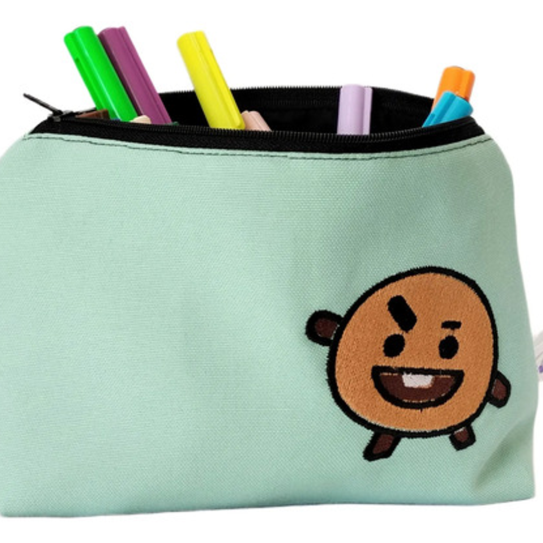Estuche K-pop Bt21  Shooky  Bordado Lona Anti-fluido Verde Lima 6