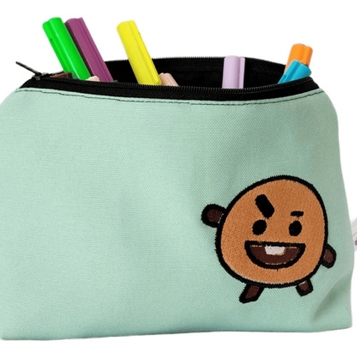 Estuche K-pop Bt21  Shooky  Bordado Lona Anti-fluido Verde Lima 6