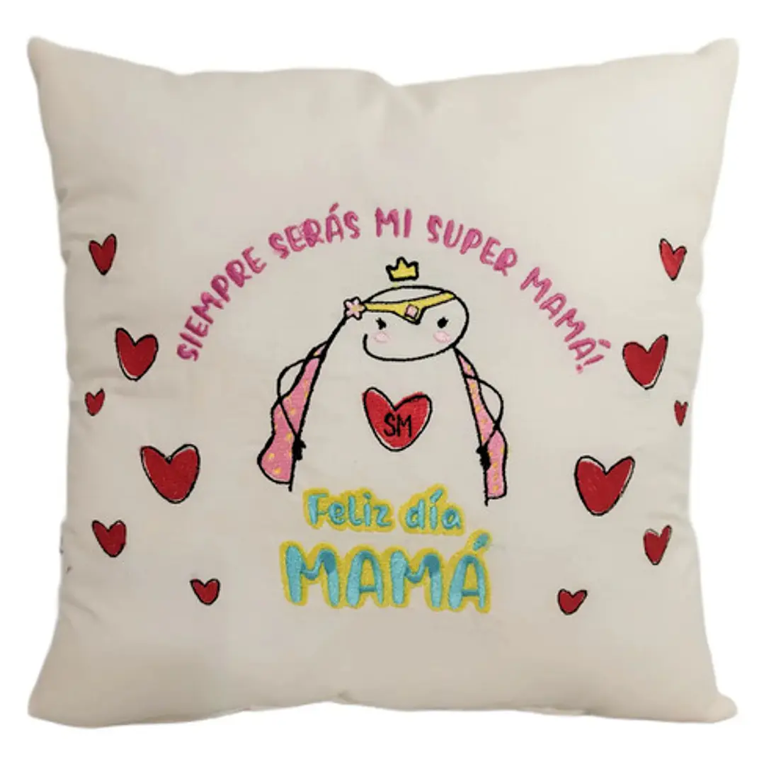 Regalo Día De La Madre | Cojín Bordado Reversible Super Mamá 2