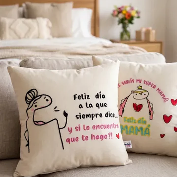 Regalo Día De La Madre | Cojín Bordado Reversible Super Mamá 3