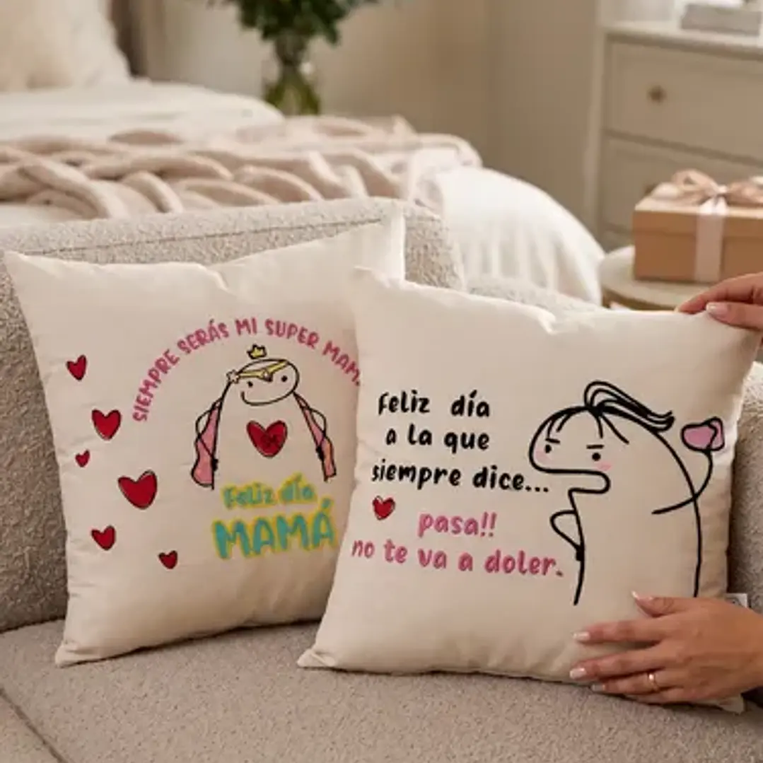 Regalo Día De La Madre - Cojín Bordado Reversible Super Mamá 3