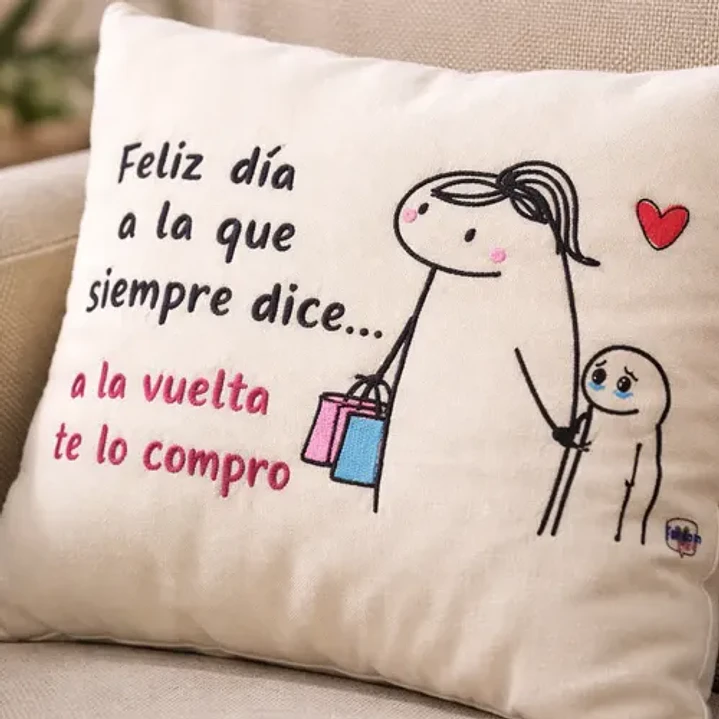 Regalo Día De La Madre . Cojín Bordado Reversible Super Mamá 6