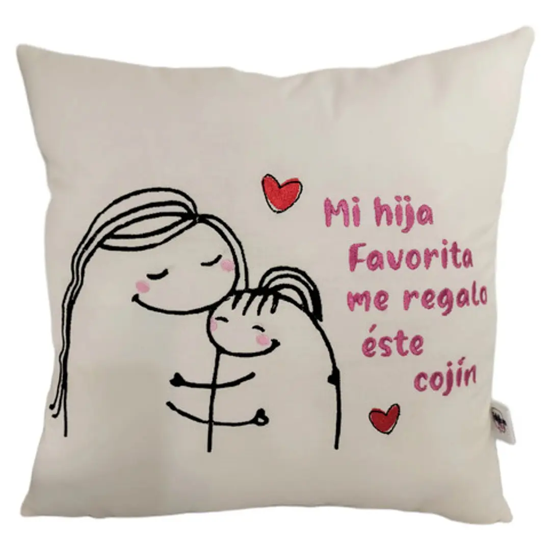 Regalo Día De La Madre  Cojín Bordado Reversible Super Mamá 1