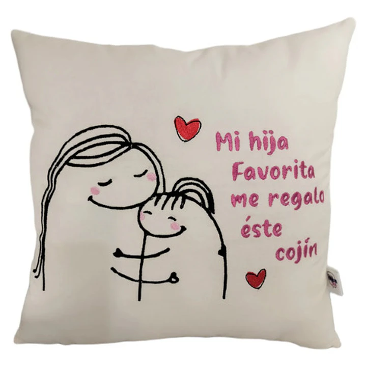 Regalo Día De La Madre  Cojín Bordado Reversible Super Mamá 1