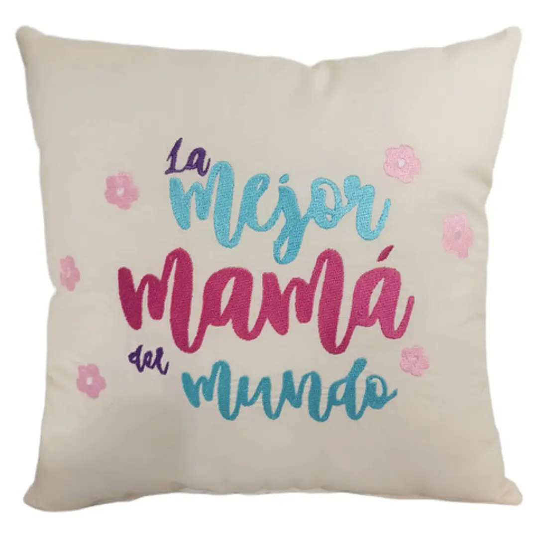 Regalo Día De La Madre  Cojín Bordado Reversible Super Mamá 2