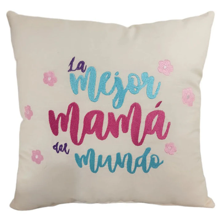 Regalo Día De La Madre  Cojín Bordado Reversible Super Mamá 2