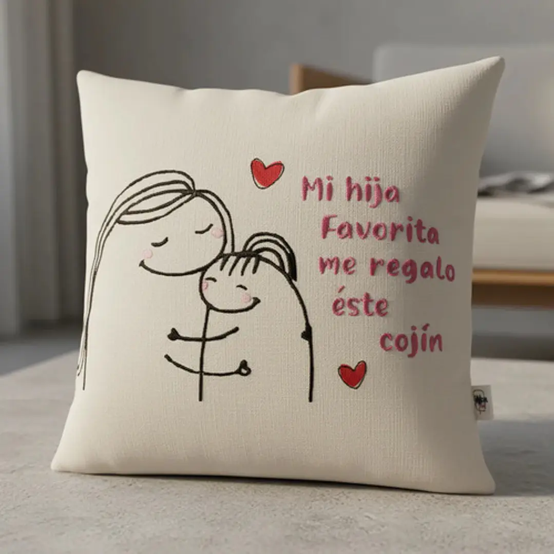 Regalo Día De La Madre  Cojín Bordado Reversible Super Mamá 4