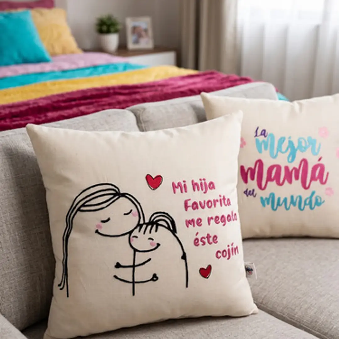 Regalo Día De La Madre  Cojín Bordado Reversible Super Mamá 6