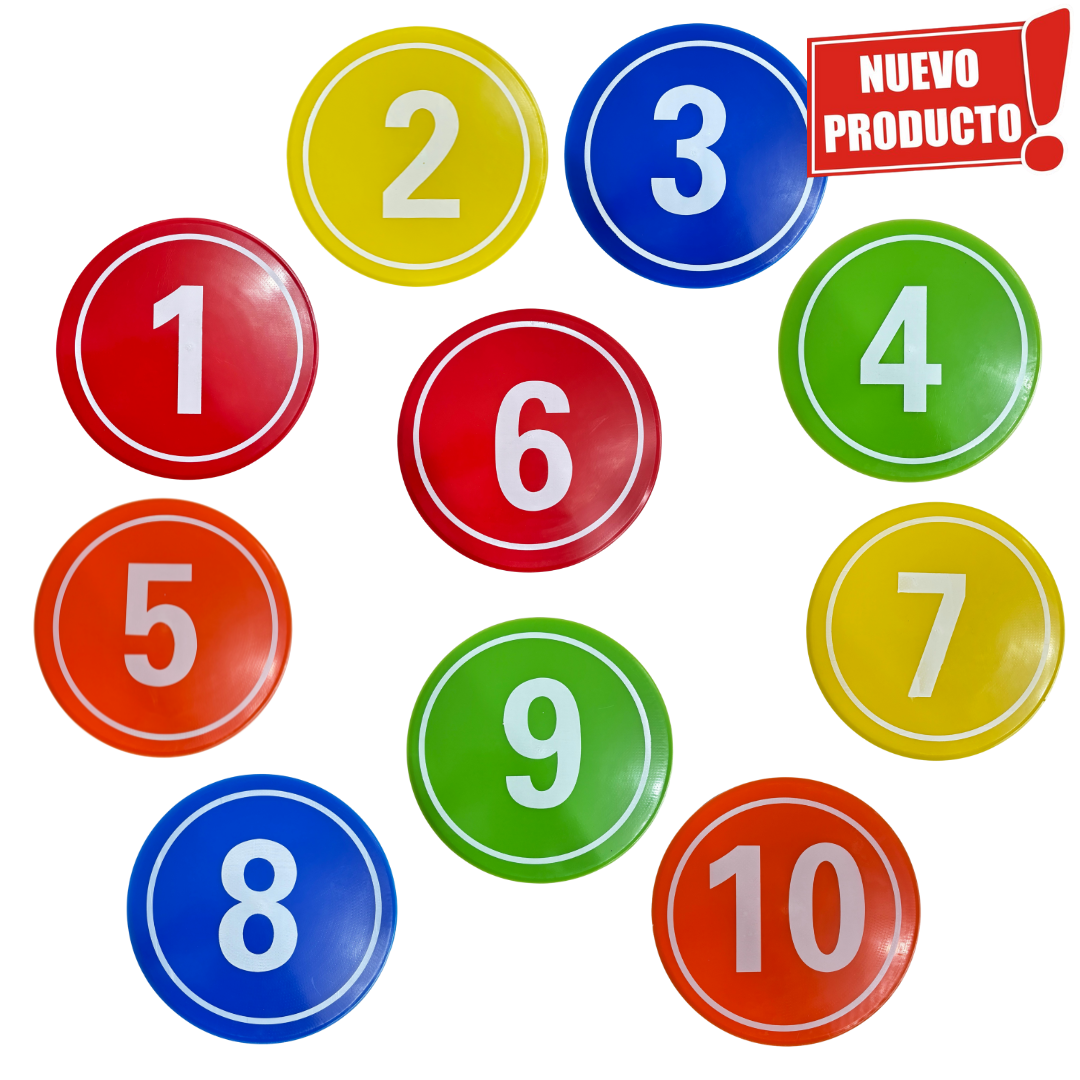 Set cono plano marcador numerado - 1 a 10