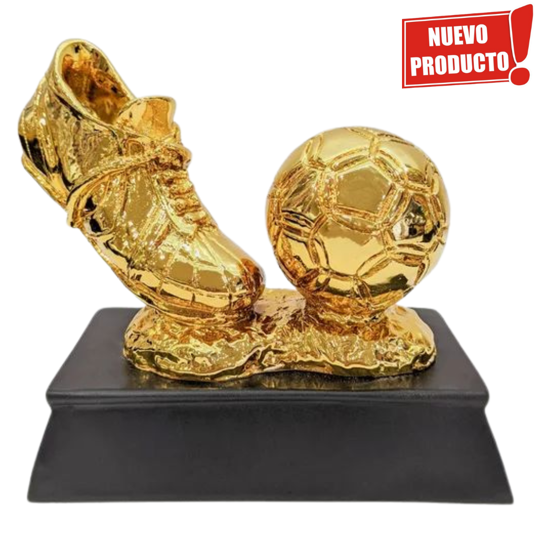 Trofeo resina botín / balón - 15 cm - 3793