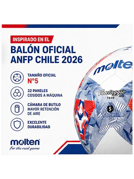 Balón Fútbol Molten Vantaggio 1000 N°5 ANFP Chile 2026