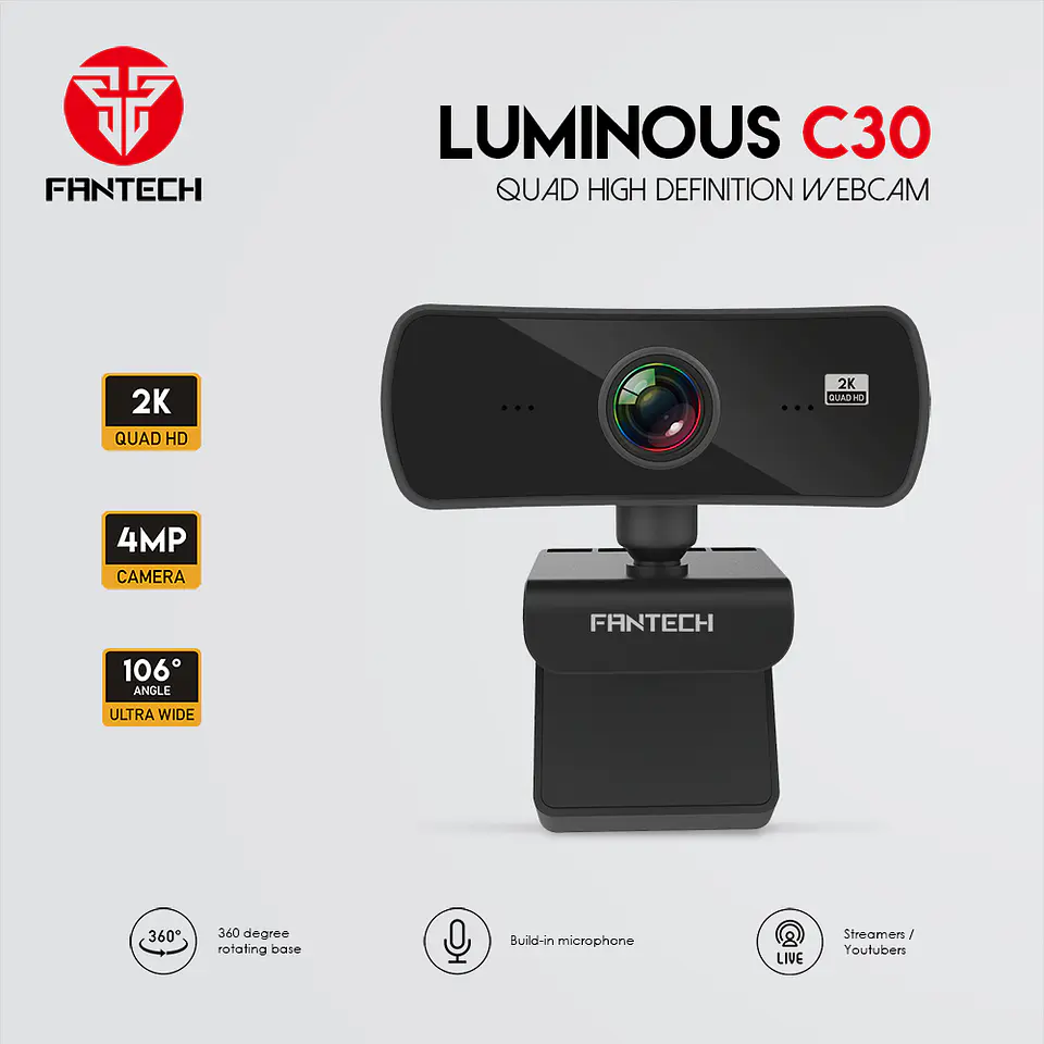 C30 LUMINOUS Black Webcam 2K Cámara Web Quad HD  12