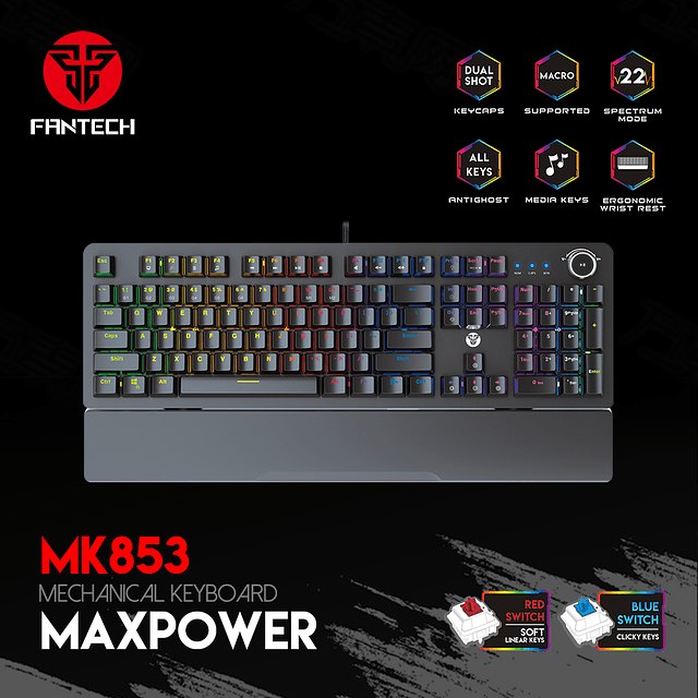 Teclado Mecánico MaxPower MK853 Black Edition RGB