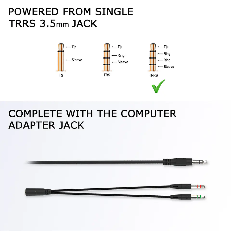 MH82 ECHO Black Audífonos Multiplataforma 3.5 mm Splitter 5