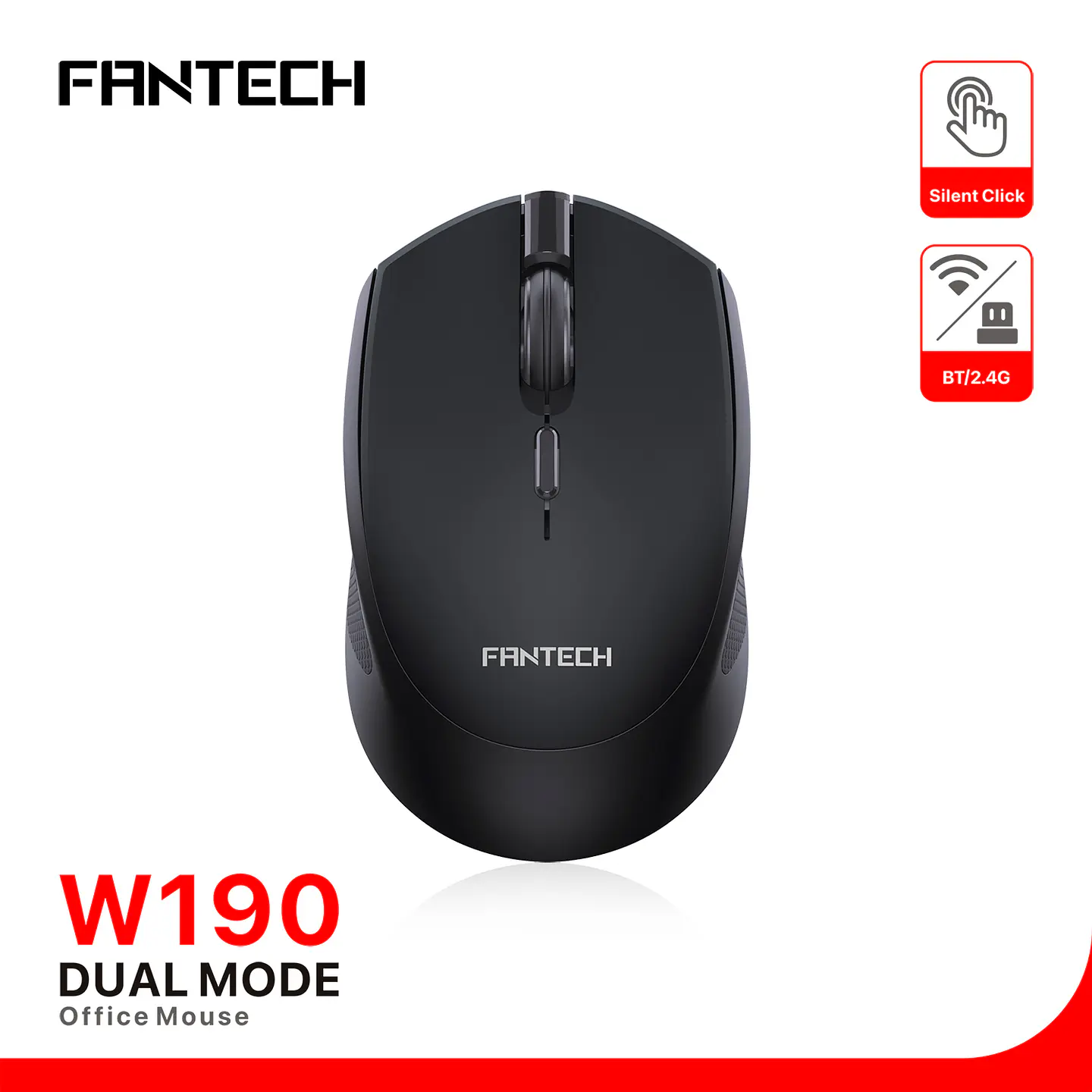W190 Black Mouse Inalámbrico Bluetooth Oficina 2
