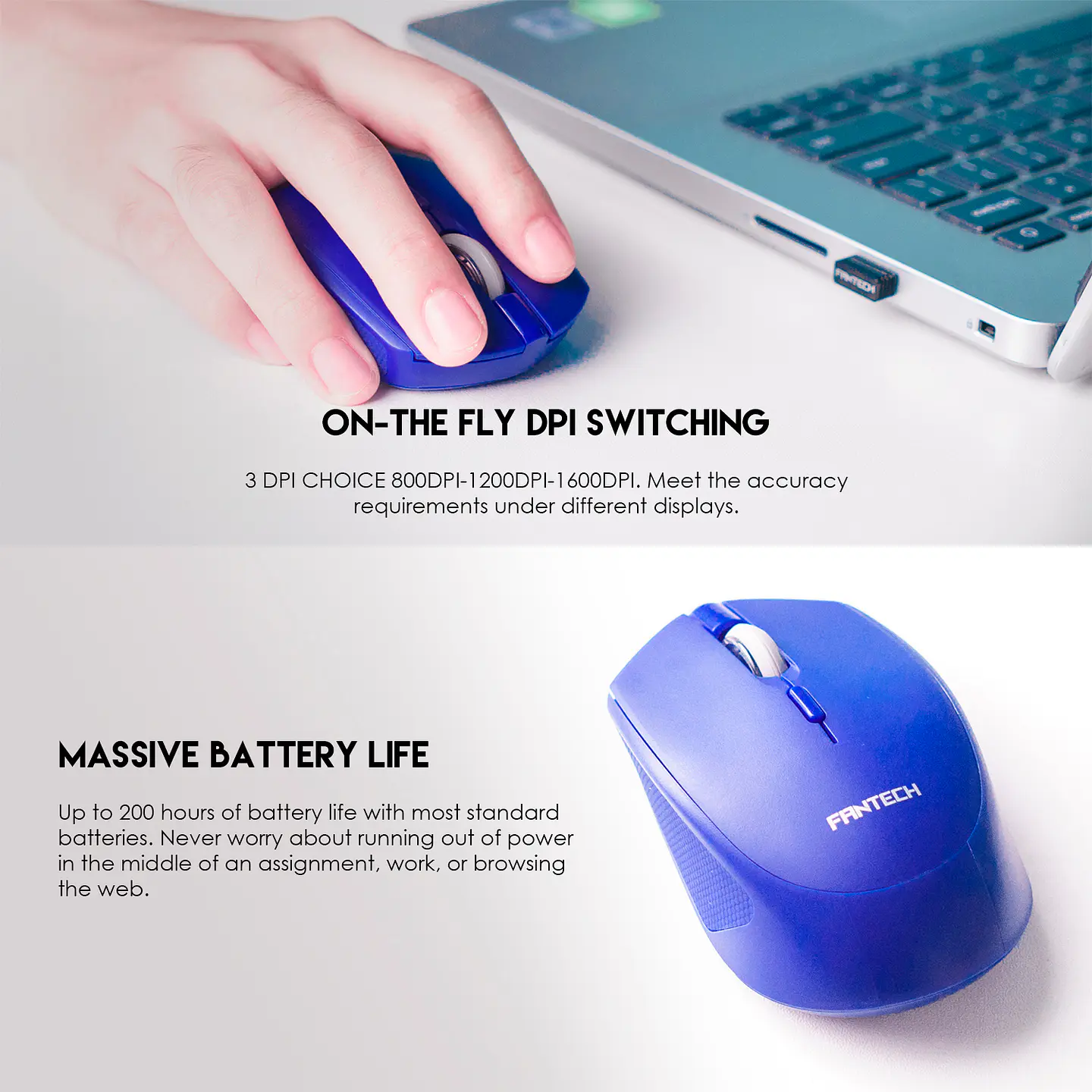 W190 Black Mouse Inalámbrico Bluetooth Oficina 3