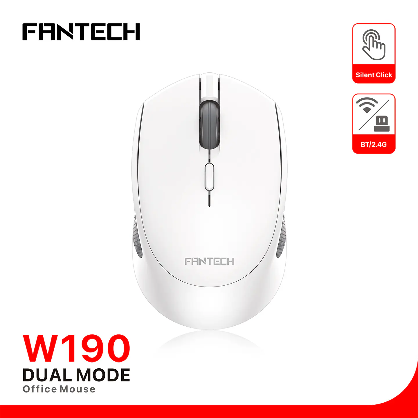 W190 White Mouse Inalámbrico Bluetooth Oficina 2