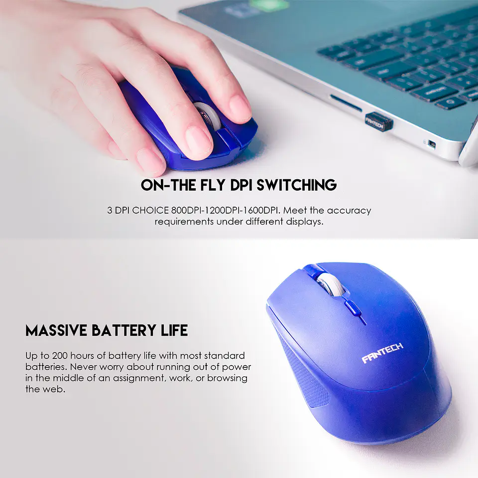 W190 White Mouse Inalámbrico Bluetooth Oficina 3