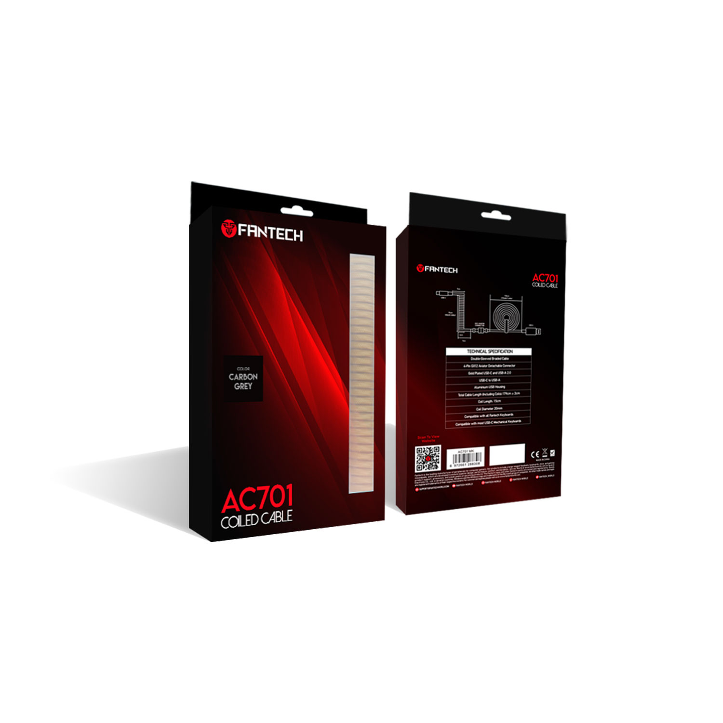 AC701 Red Cable Rizado USB C a USB A 4