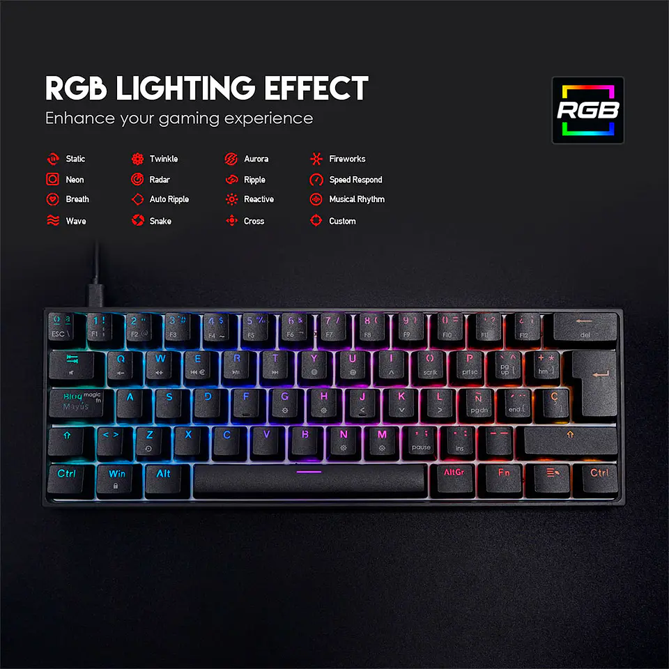 MK857 MAXFIT61 Sakura Teclado Mecánico 60% Layout Español 8