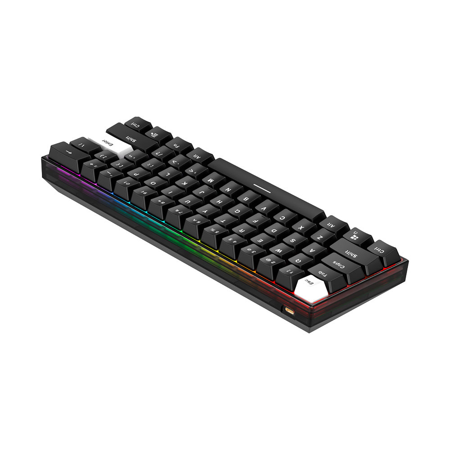 MAXFIT61 RGB USA Wireless Frost Black Teclado mecánico inalámbrico 60% 4