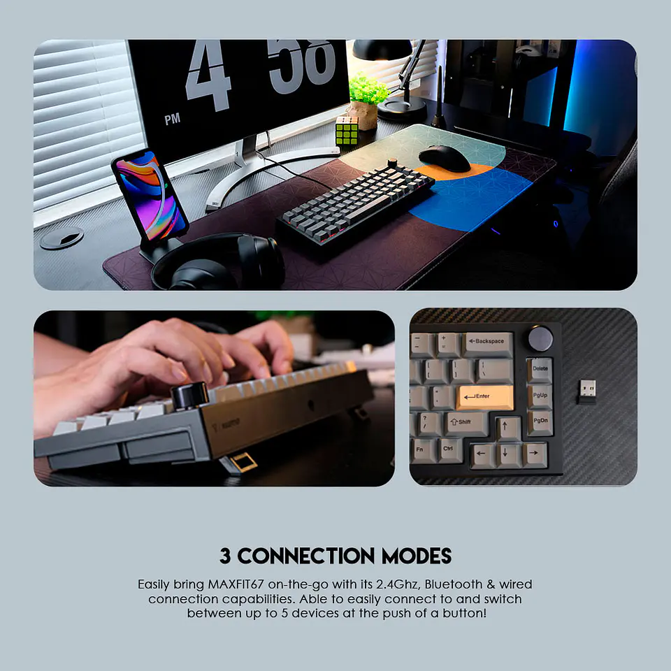 MK858 MAXFIT67 Black Teclado Mecánico Inalámbrico 60% Layout USA 7