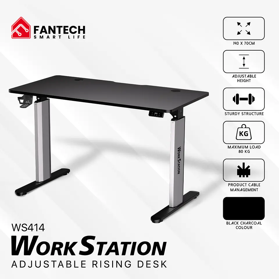 WS414 WORKSTATION Carbon Black Escritorio con Control de Elevación Automática 12