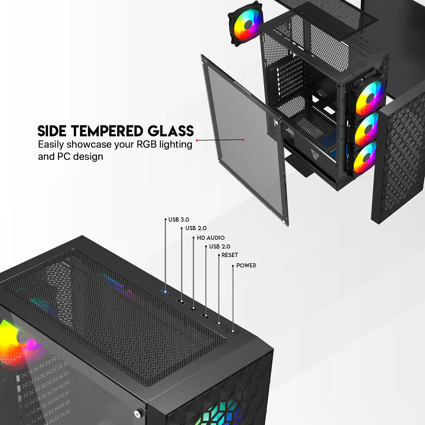 CG83 AERO II White Gabinete PC + 4 Ventiladores RGB 7