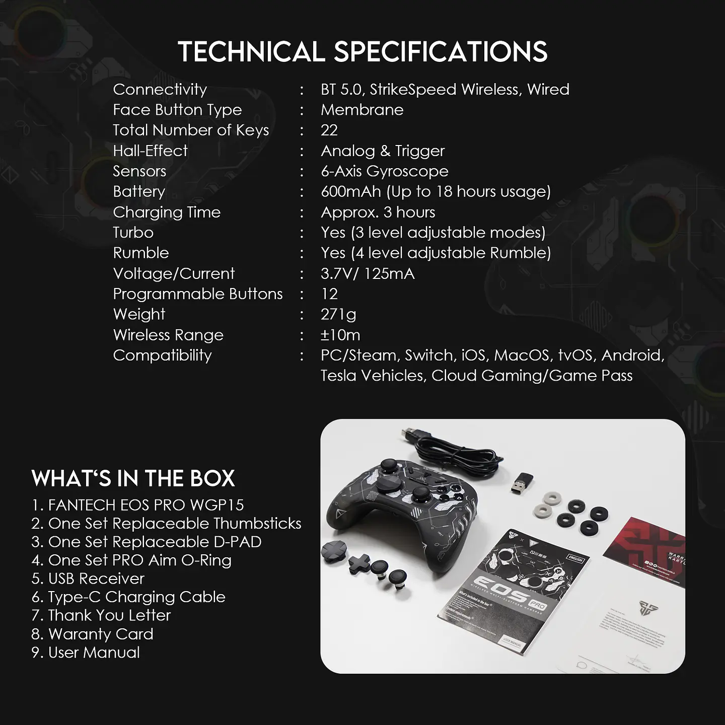 WGP15 EOS PRO Epsilon Control Inalámbrico Multiplataforma PC Nintendo Switch 14