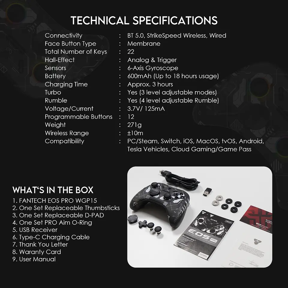 WGP15 EOS PRO Epsilon Control Inalámbrico Multiplataforma PC Nintendo Switch 14