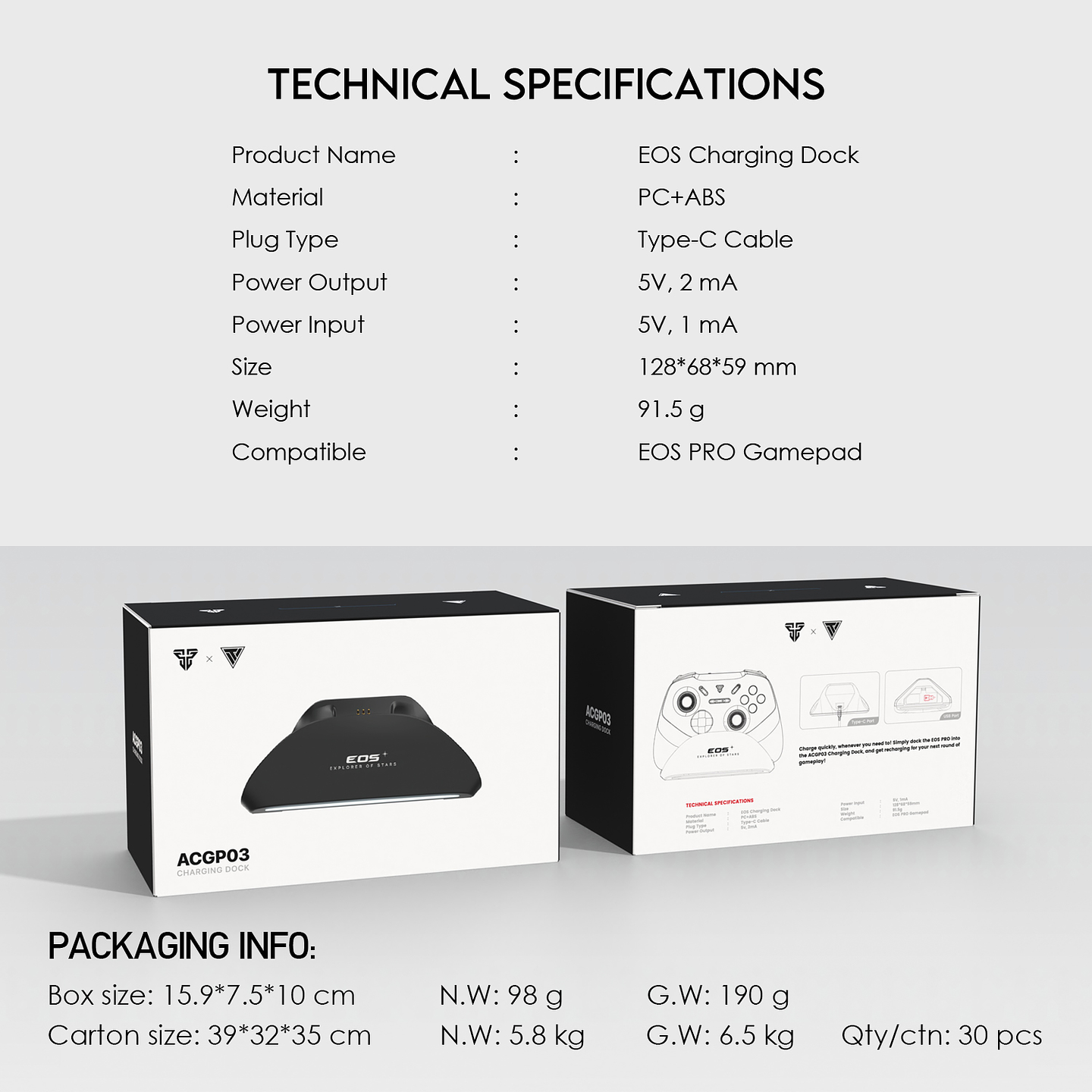 ACGP03 EOS PRO Black Dock de Carga para Control EOS 8