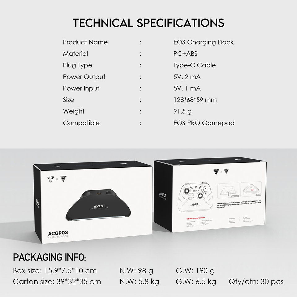 ACGP03 EOS PRO Black Dock de Carga para Control EOS 8