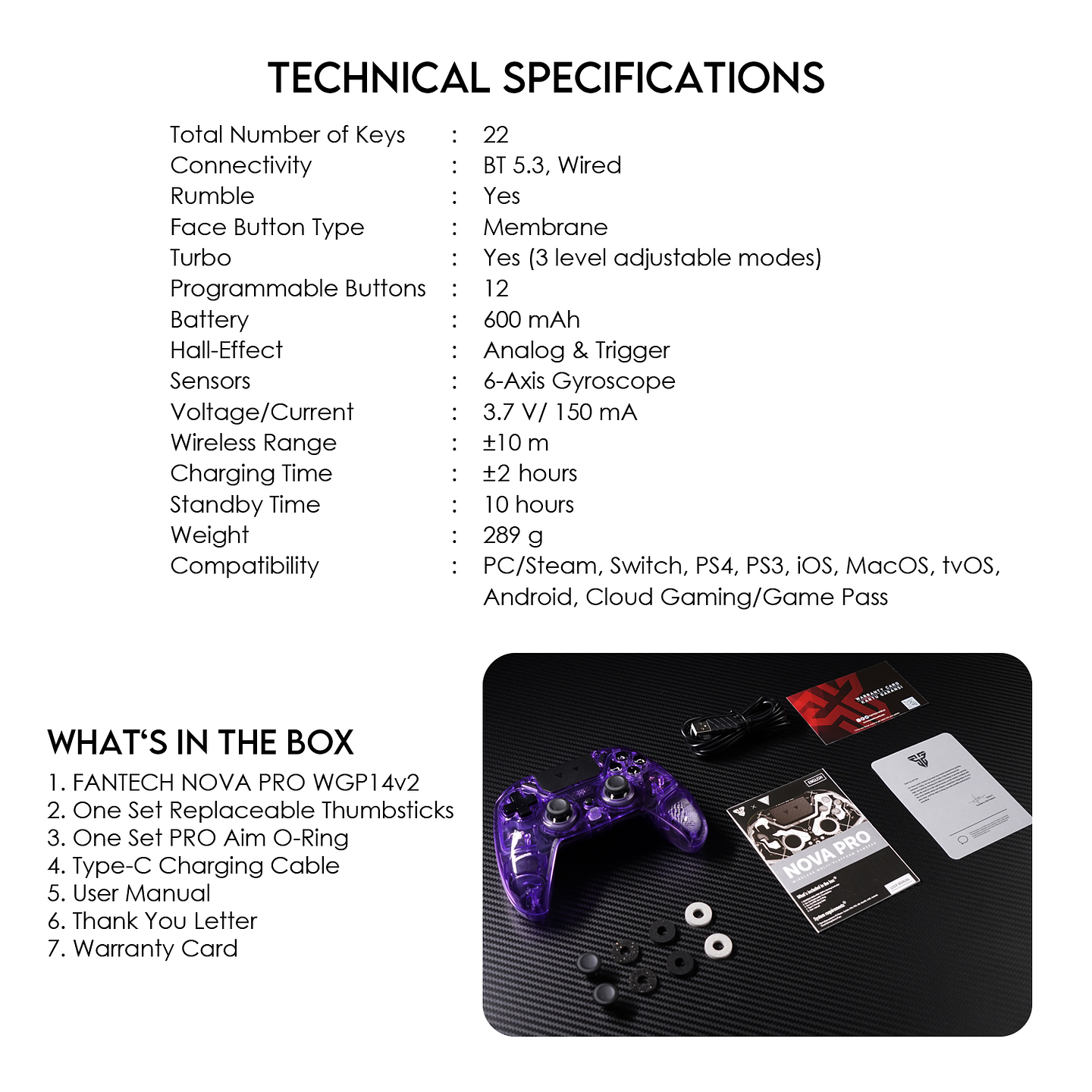 WGP14V2 NOVA PRO Atomic Purple Control Inalámbrico Multiplataforma PS4 PC Switch 14