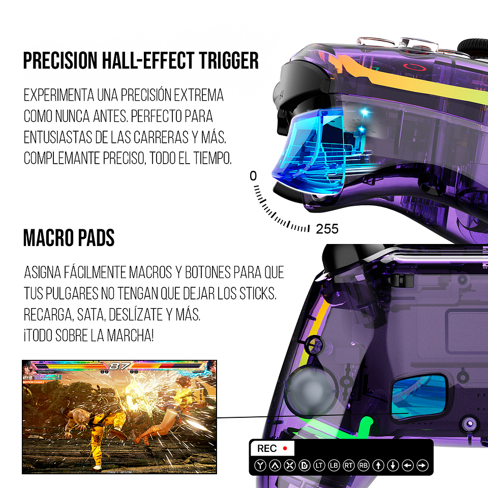 WGP14V2 NOVA PRO Atomic Purple Control Inalámbrico Multiplataforma PS4 PC Switch 10