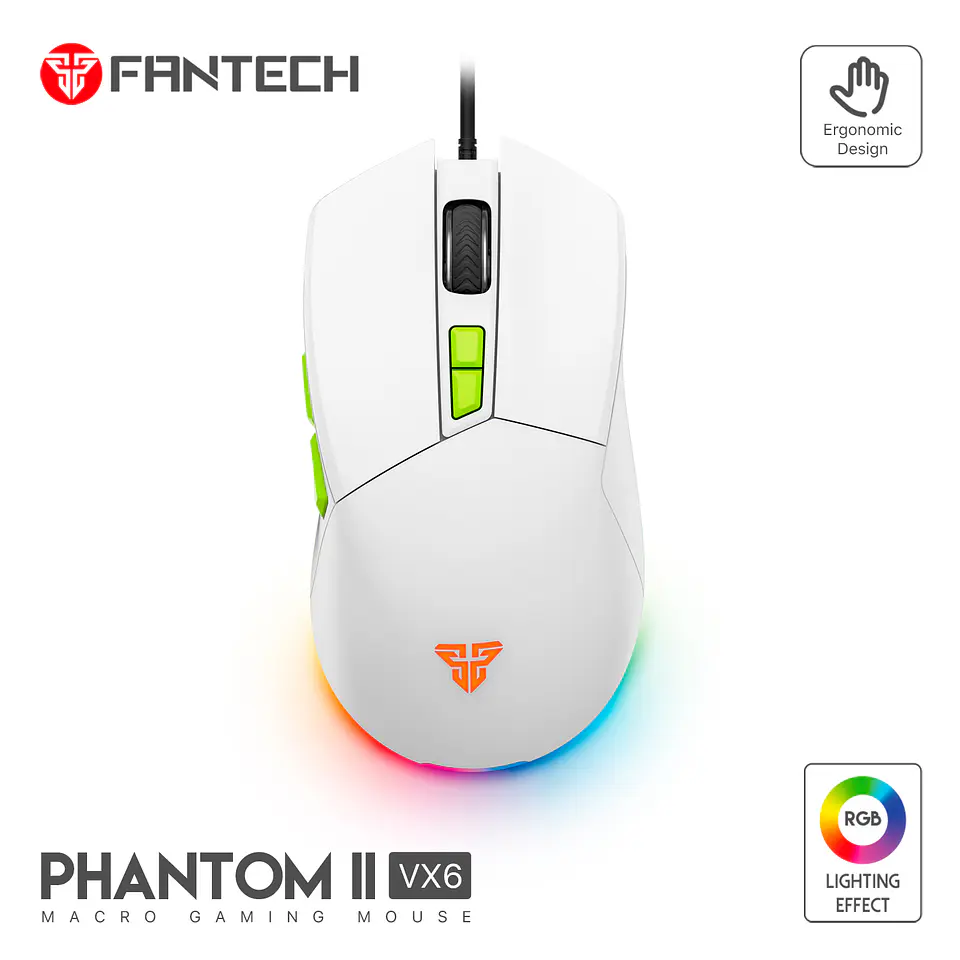 VX6 PHANTOM II White Gaming Mouse 7.200 DPI 6