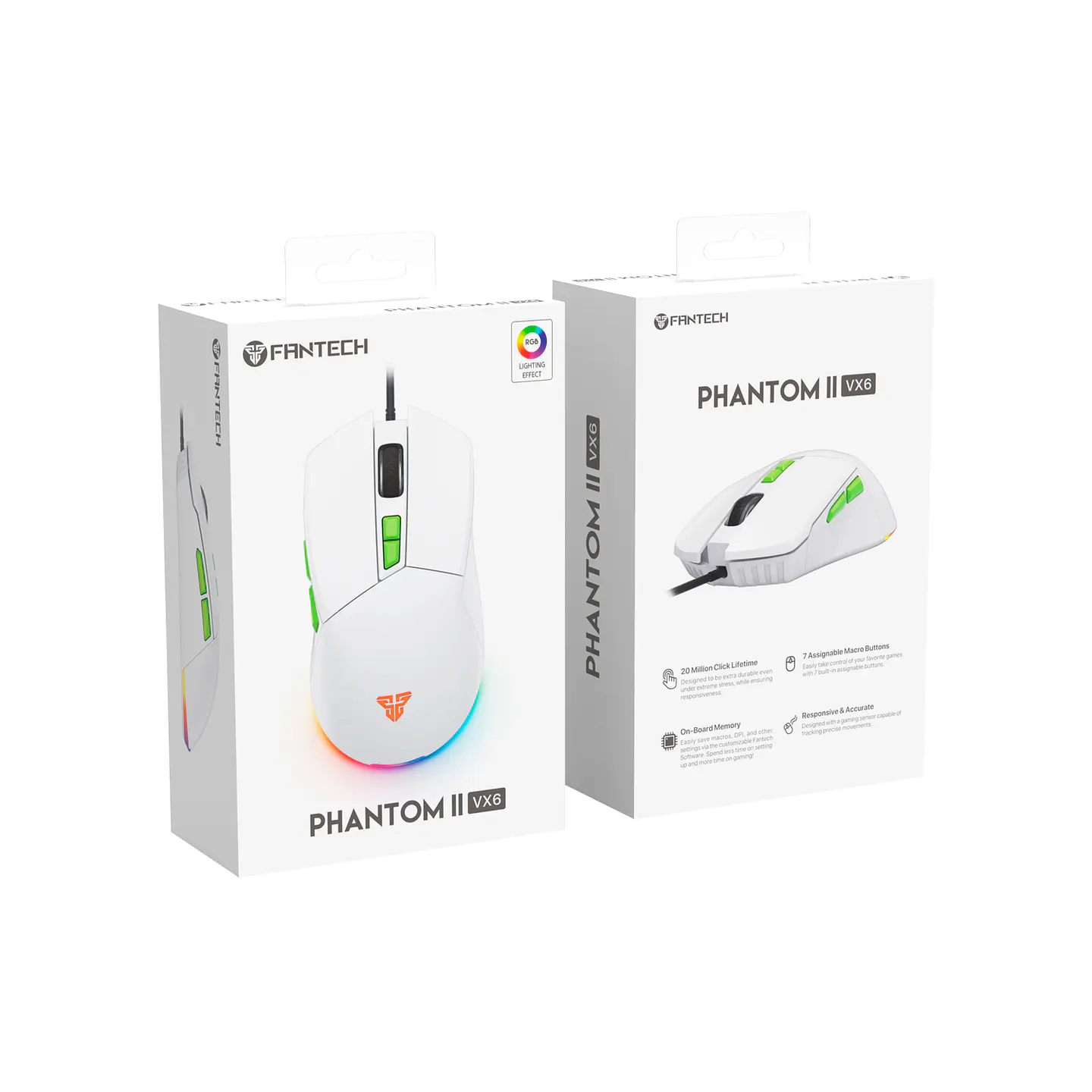 VX6 PHANTOM II White Gaming Mouse 7.200 DPI 5