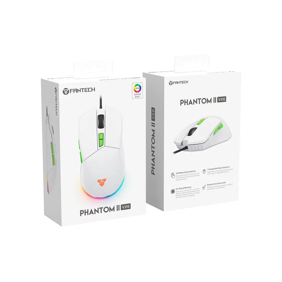 VX6 PHANTOM II White Gaming Mouse 7.200 DPI 5
