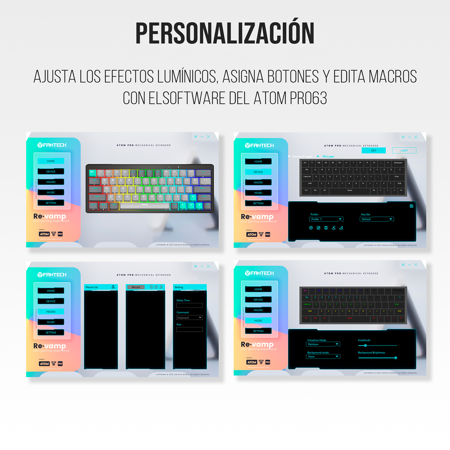 ATOM PRO63 RGB USA MK912 Mercury Wireless Teclado Mecánico inalámbrico 60% 8