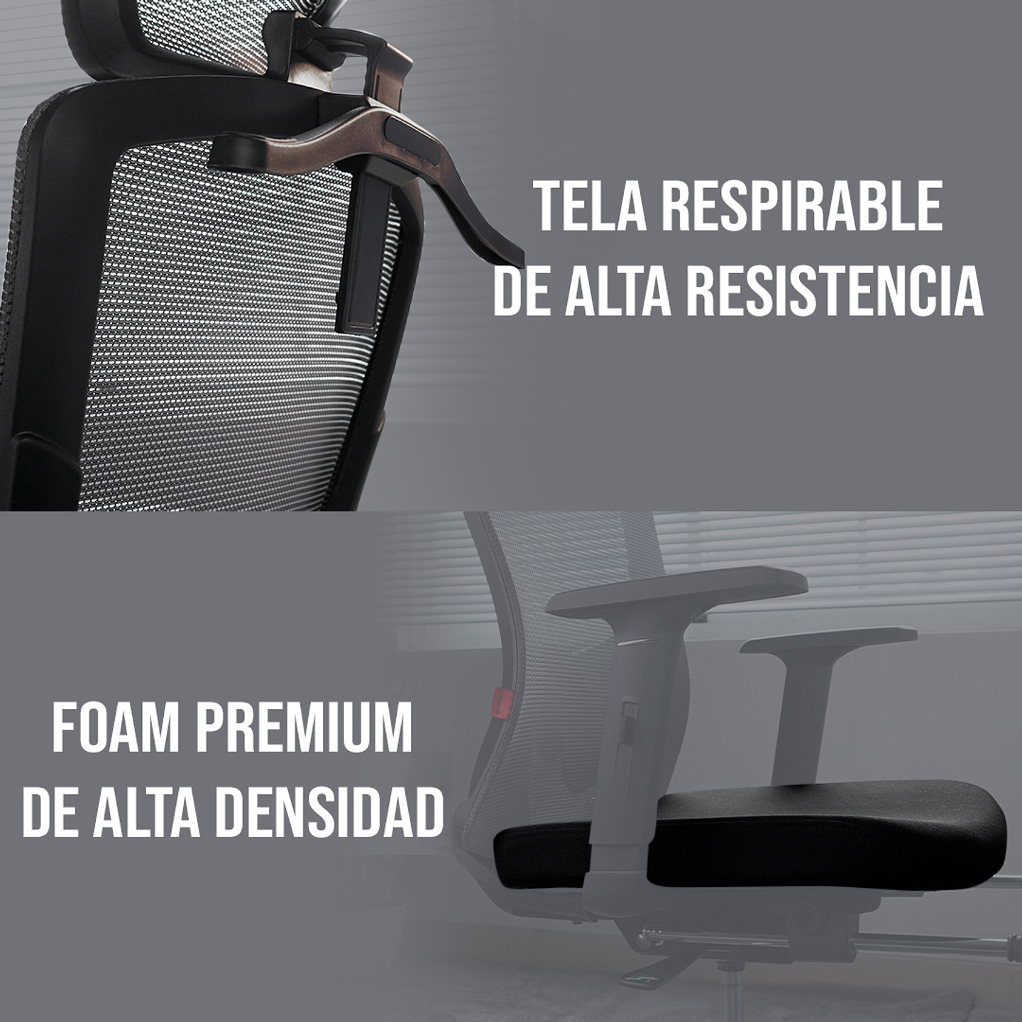 OCA259s Black Silla ergonómica Oficina de Malla con Reposapiés 12